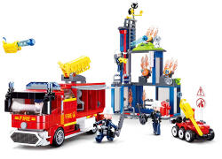 Sluban építőkészlet Firefighters M38-B0967 Nagy tűzoltóautó ágyúval és mobil robottal 585 db (M38-B0967)