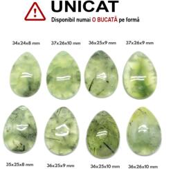  Pandantiv Prehnit cu Epidot Natural cu Gaura - Picatura - 34-37 x 35-26 x 8-10 mm - 1 Buc