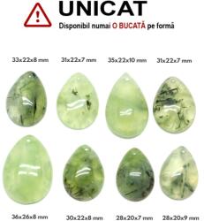  Pandantiv Prehnit Natural cu Gaura - Picatura - 28-36 x 20-26 x 7-10 mm - 1 Buc