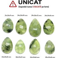  Pandantiv Prehnit Natural cu Gaura - Picatura - 29-39 x 22-26 x 8-12 mm - 1 Buc