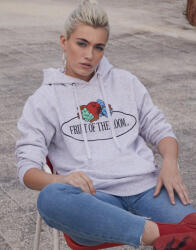 Fruit of the Loom Női kapucnis hosszú ujjú pulóver Fruit of the Loom Ladies Vintage Hooded Sweat Large Logo Print L, Fehér