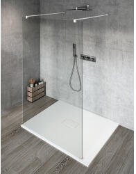 SAPHO VARIO WHITE Szabadon álló zuhanyfal merőleges merevítőkkel, transzparent üveg, 1300mm (GX1213GX2215)