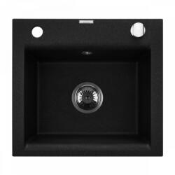 INVENA Tesalia egymedencés gránit mosogató 44x48 cm leeresztővel, króm/fekete AZ-01-041-B (AZ-01-041-B)