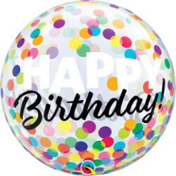 Qualatex Szülinapi Bubbles lufi 22" 56cm Happy Birthday (LUFI368322)