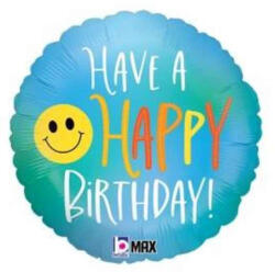 Grabo Balon folie rotund Have a Happy Birthday smile 46 cm