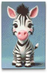 Gyémántszemes kirakó - Zebra gyerekeknek Méret: 20x30cm, Keretezés: Kartonlemezen, Gyémántok: Négyzet alakú