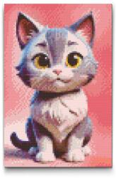  Gyémántszemes kirakó - Macska gyerekeknek Méret: 40x60cm, Keretezés: Műanyagtáblával, Gyémántok: Kerek