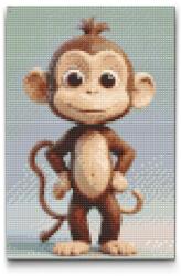  Gyémántszemes kirakó - Majom gyerekeknek Méret: 40x60cm, Keretezés: Műanyagtáblával, Gyémántok: Négyzet alakú