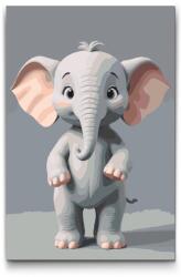  Festés számok szerint - Elefánt gyerekeknek Méret: 20x30cm, Keretezés: Műanyagtáblával