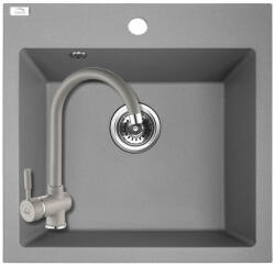 Laveo SRAA_510T - LAVEO Alena 50 mosogató 490X490 szürke + LAVEO álló szürke csaptelep szett (SRAA_510T)