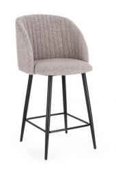 Bizzotto Set 2 scaune bar otel negru textil gri Queen 53x59x97 cm (0734372)