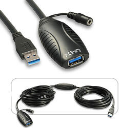 Lindy Cablu prelungitor USB 3.0, activ, 10 m, Lindy (43156)