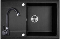Laveo SRUA_711T - LAVEO HUNTER gránit mosogató1m 1cs 670x440mm szemcsés fekete + Laveo álló csaptelep szett (SRUA_711T)