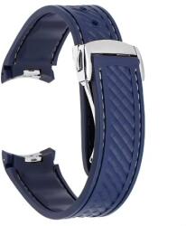  Curea silicon navy cusaturi albe, capat curbat 20mm pentru Omega Seamaster