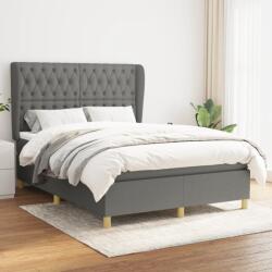 vidaXL Pat box spring cu saltea, gri închis, 140x200 cm, textil (3128766) - comfy