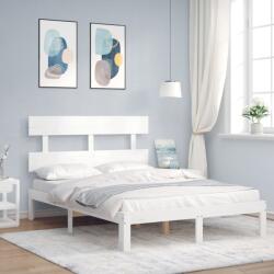 vidaXL Cadru de pat cu tăblie, alb, 120x200 cm, lemn masiv (3193527) - comfy