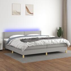 vidaXL Pat cu arcuri, saltea și LED, gri deschis, 200x200 cm, textil (3133661) - comfy