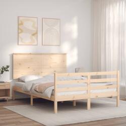 vidaXL Cadru de pat cu tăblie, dublu mic, lemn masiv (3195191) - comfy