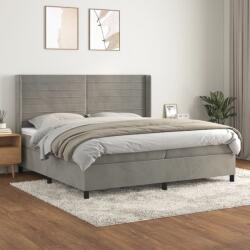 vidaXL Pat box spring cu saltea, gri deschis, 200x200 cm, catifea (3132759) - comfy