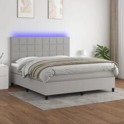 vidaXL Pat cu arcuri, saltea și LED, gri deschis, 180x200 cm, textil (3134893)