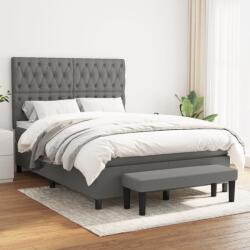 vidaXL Pat box spring cu saltea, gri închis, 140x190 cm, textil (3136830) - comfy