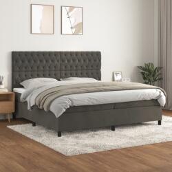 vidaXL Pat box spring cu saltea, gri închis, 200x200 cm, catifea (3143224)