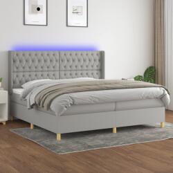 vidaXL Pat cu arcuri, saltea și LED, gri deschis, 200x200 cm, textil (3139141) - comfy