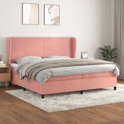 vidaXL Pat box spring cu saltea, roz, 200x200 cm, catifea (3129116)