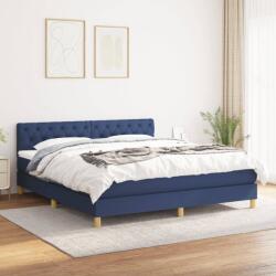 vidaXL Pat continental cu saltea, albastru, 160x200cm, material textil (3140871)