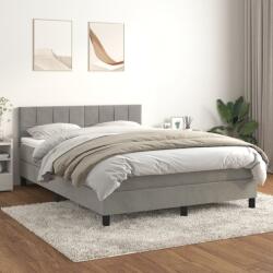 vidaXL Pat box spring cu saltea, gri deschis, 140x190 cm, catifea (3141299) - comfy