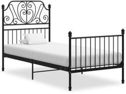 vidaXL Cadru de pat, negru, 90x200 cm, metal și placaj (324841)