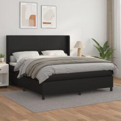 vidaXL Pat box spring cu saltea, negru, 180x200 cm, piele ecologică (3132393)