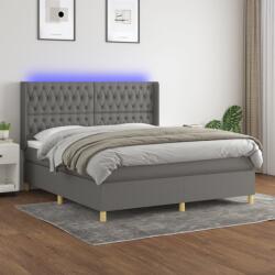vidaXL Pat cu arcuri, saltea și LED, gri închis, 180x200 cm, textil (3139134)
