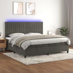 vidaXL Pat cu arcuri, saltea și LED, gri închis, 200x200 cm, catifea (3136264) - comfy