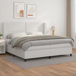 vidaXL Pat box spring cu saltea, alb, 200x200 cm, piele ecologică (3128992) - comfy