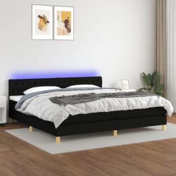 vidaXL Pat cu arcuri, saltea și LED, negru, 200x200 cm, textil (3133983)