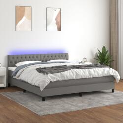 vidaXL Pat cu arcuri, saltea și LED, gri închis, 180x200 cm, textil (3133414)
