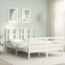 vidaXL Cadru de pat cu tăblie, alb, 140x200 cm, lemn masiv (3194117) - comfy