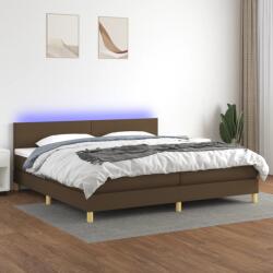 vidaXL Pat cu arcuri, saltea și LED, maro închis, 200x200 cm, textil (3133584) - comfy