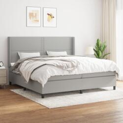 vidaXL Pat box spring cu saltea, gri deschis, 200x200 cm, textil (3131377) - comfy