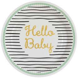 Amscan Hello Baby papírtányér 8 db-os 23 cm DPA9913150 (DPA9913150)