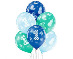 Godan 1st Birthday Boy léggömb, lufi 6 db-os 12 inch (30cm) MLG002652 (MLG002652)