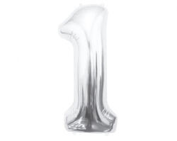 Godan Silver, Ezüst 1-es szám fólia lufi 85 cm MLG109412 (MLG109412)