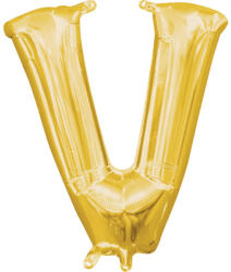 Amscan Mini V betű Fólia lufi, Gold 33 cm DPA3305501 (DPA3305501)