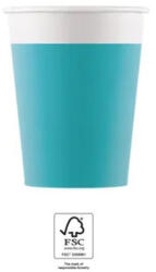 Procos Unicolour Tirquoise, Kék papír pohár 8 db-os 200 ml FSC PNN93541 (PNN93541)