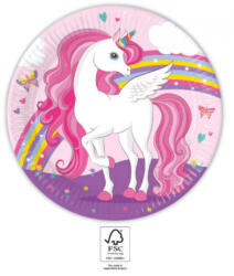 Procos Unicorn Rainbow Colors, Unikornis papírtányér 8 db-os 23 cm FSC PNN93757 (PNN93757)