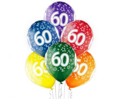 Godan Colorful Happy Birthday 60 léggömb, lufi 6 db-os 12 inch (30cm) MLG002843 (MLG002843)