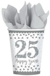 Amscan 25. Anniversary, Házassági évforduló papír pohár 8 db-os 266 ml DPA9902200 (DPA9902200)