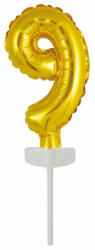 Amscan Gold, Arany 9-es szám fólia lufi tortára 13 cm DPA9912683 (DPA9912683)