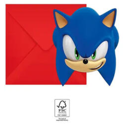 Procos Sonic a sündisznó Sega Party meghívó 6 db-os FSC PNN95922 (PNN95922)